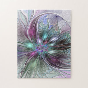 Farbige Fantasy-Abstrakte Moderne Fraktal-Blume Puzzle