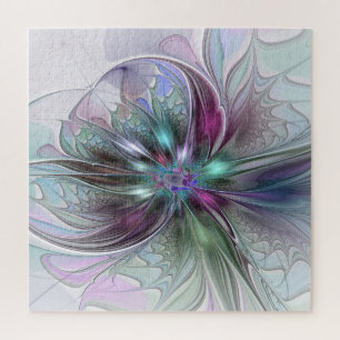 Farbige Fantasy-Abstrakte Moderne Fraktal-Blume Puzzle
