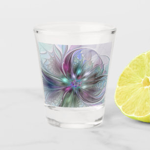 Farbige Fantasy-Abstrakte Moderne Fraktal-Blume Schnapsglas