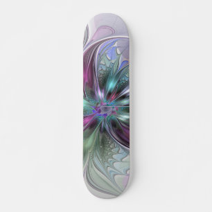 Farbige Fantasy-Abstrakte Moderne Fraktal-Blume Skateboard