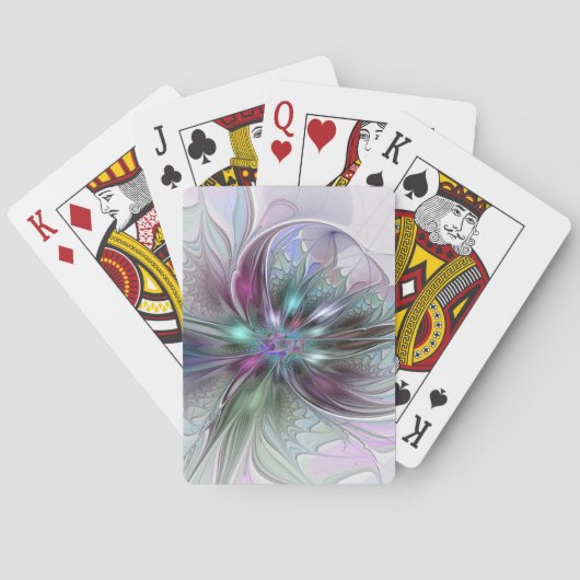 Farbige Fantasy-Abstrakte Moderne Fraktal-Blume Spielkarten (Rückseite)