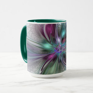 Farbige Fantasy-Abstrakte Moderne Fraktal-Blume Tasse