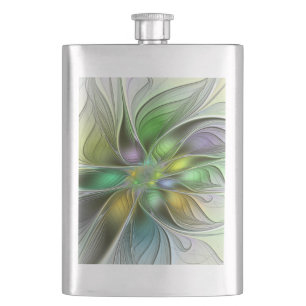 Farbige Fantasy-Blume Moderne Abstrakte Fraktal Flachmann