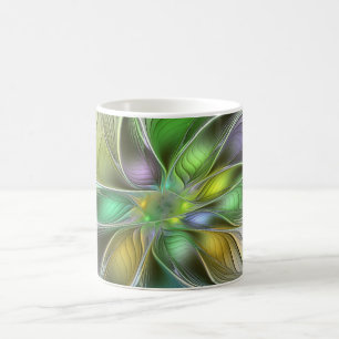 Farbige Fantasy-Blume Moderne Abstrakte Fraktal Kaffeetasse