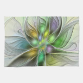 Farbige Fantasy-Blumen-Moderne-Abstrakte-Fraktal Geschirrtuch (Horizontal)