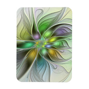 Farbige Fantasy-Blumen-Moderne-Abstrakte-Fraktal Magnet