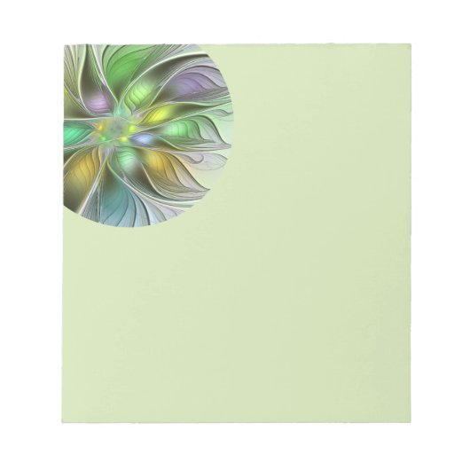 Farbige Fantasy-Blumen-Moderne-Abstrakte-Fraktal Notizblock (Vorderseite)
