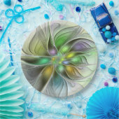 Farbige Fantasy-Blumen-Moderne-Abstrakte-Fraktal Pappteller (Party)