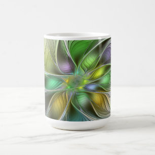 Farbige Fantasy-Blumen-Moderne Abstrakte Fraktale Kaffeetasse