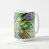 Farbige Fantasy-Blumen-Moderne Abstrakte Fraktale Kaffeetasse (VorderseiteRechts)