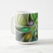 Farbige Fantasy-Blumen-Moderne Abstrakte Fraktale Kaffeetasse (Vorderseite Links)