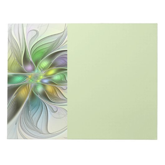 Farbige Fantasy-Blumen-Moderne Abstrakte Fraktale Notizblock (Vorderseite)