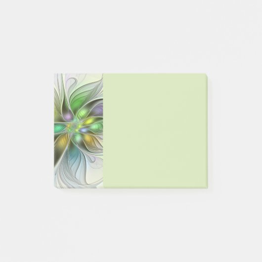 Farbige Fantasy-Blumen-Moderne Abstrakte Fraktale Post-it Klebezettel (Vorderseite)