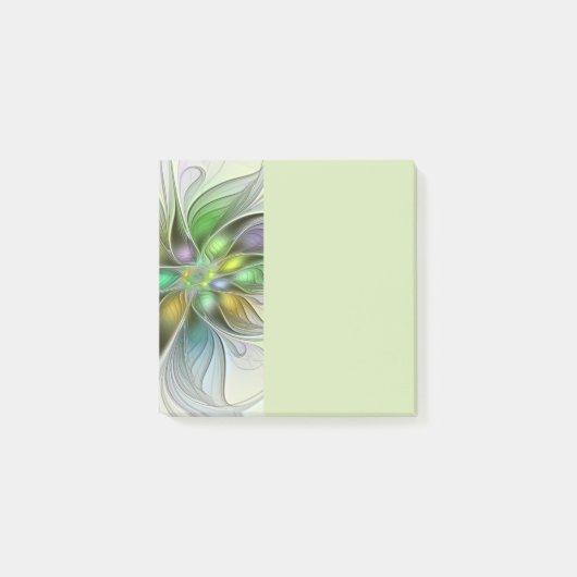 Farbige Fantasy-Blumen-Moderne Abstrakte Fraktale Post-it Klebezettel (Vorderseite)