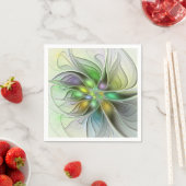 Farbige Fantasy-Blumen Moderne Abstrakte Fraktale Serviette (Beispiel)