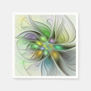 Farbige Fantasy-Blumen Moderne Abstrakte Fraktale Serviette