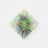 Farbige Fantasy-Blumen Moderne Abstrakte Fraktale Serviette (Ecke)