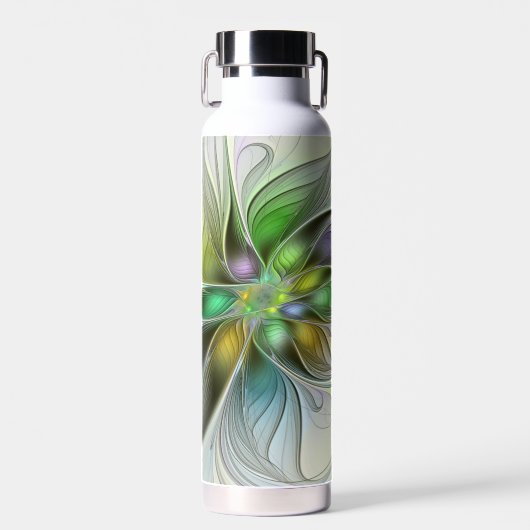 Farbige Fantasy-Blumen-Moderne Abstrakte Fraktale Trinkflasche (Vorne)
