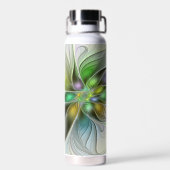 Farbige Fantasy-Blumen-Moderne Abstrakte Fraktale Trinkflasche (Rückseite)
