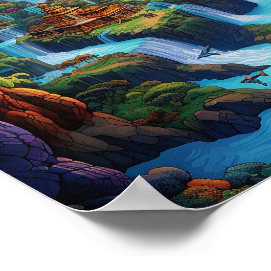 Farbige Fantasy-Landschaft Poster (Ecke)