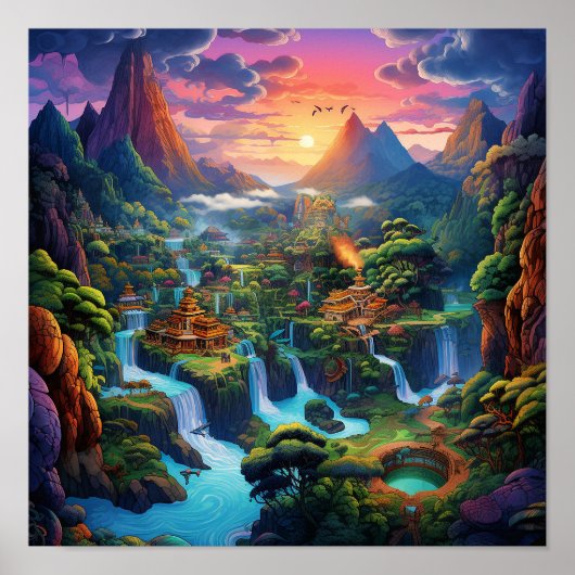 Farbige Fantasy-Landschaft Poster (Vorne)