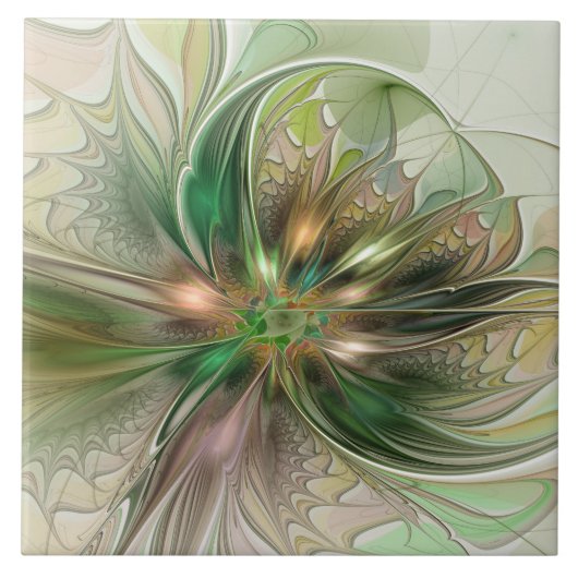 Farbige Fantasy Moderne Abstrakt Fraktal Fliese (Vorderseite)
