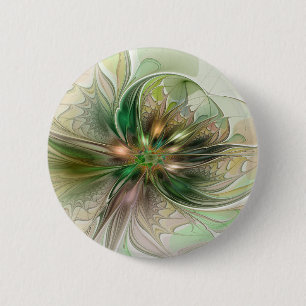 Farbige Fantasy Moderne Abstrakte Fraktal-Blume Button
