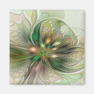 Farbige Fantasy Moderne Abstrakte Fraktal-Blume Magnet