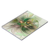 Farbige Fantasy Moderne Abstrakte Fraktal-Blume Notizblock (Linke Seite)