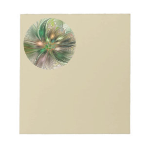 Farbige Fantasy Moderne Abstrakte Fraktal-Blume Notizblock