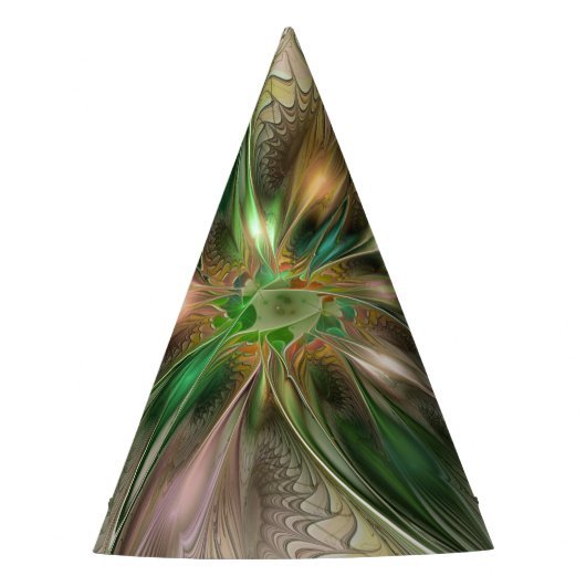 Farbige Fantasy Moderne Abstrakte Fraktal-Blume Partyhütchen (Vorderseite)