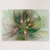 Farbige Fantasy Moderne Abstrakte Fraktal-Blume Puzzle (Horizontal)
