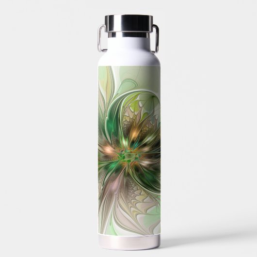 Farbige Fantasy Moderne Abstrakte Fraktal-Blume Trinkflasche (Vorne)