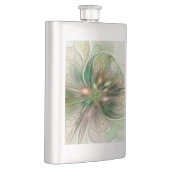 Farbige Fantasy Moderne Abstrakte Fraktale Blume Flachmann (Rechts)