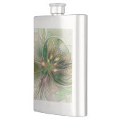 Farbige Fantasy Moderne Abstrakte Fraktale Blume Flachmann (Links)