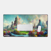 Farbige Fantasy-Panorama-Landschaft Monogramm Schreibtischunterlage (Tastatur & Maus)