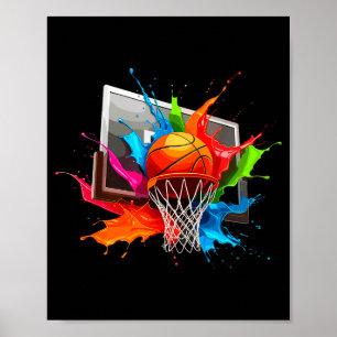 Farbige Farb-Spritzer-Basketball-Kunstwerk Poster