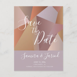 Farbige Farbbblock Erdig Rosa Save-the-Date   Postkarte
