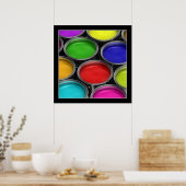 Farbige Farbdosen - Poster (Küche)