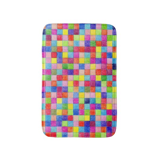 Farbige Farben in den Graph Paper Squares Badematte (Vorderseite Vertikal)
