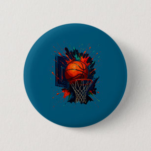 Farbige Farbenspritzer Basketball Design Button