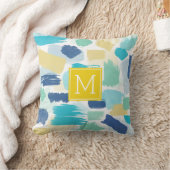 Farbige Farbenstriche und gelbe Monogramm Kissen (Decke)