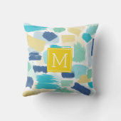 Farbige Farbenstriche und gelbe Monogramm Kissen (Rückseite)