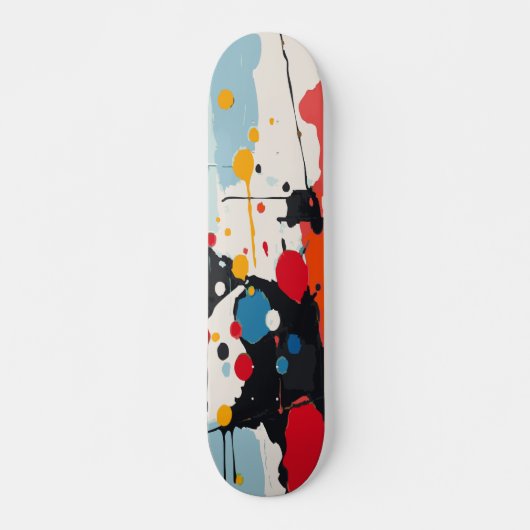 Farbige Farbklecks-Tropfen-Abstrakt-Design Skateboard (Vorne)
