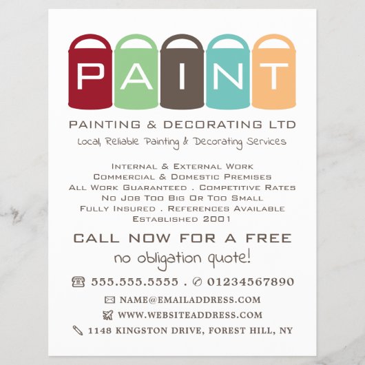 Farbige Farbknöpfe, Maler und Dekorator Flyer (Vorne)