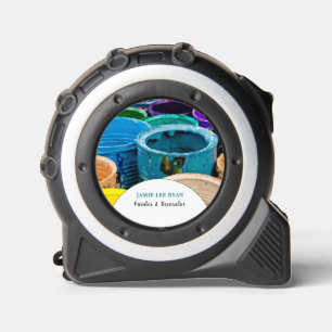 Farbige Farbknöpfe, Maler und Dekorator Maßband