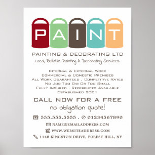 Farbige Farbknöpfe, Maler und Dekorator Poster