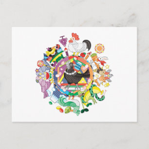 Farbige Farbkreisgradation mit Schwarz-Weiß Postkarte