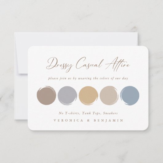 Farbige Farbpalette Blau, Grau, Beige RSVP Karte (Vorderseite)