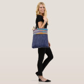 Farbige Farbstreifen und Denim Tasche (Am Model)